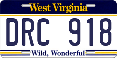 WV license plate DRC918
