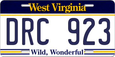 WV license plate DRC923