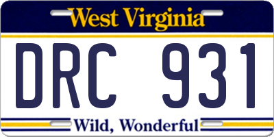 WV license plate DRC931
