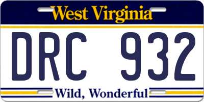 WV license plate DRC932