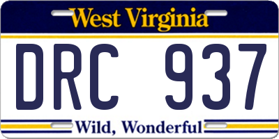 WV license plate DRC937