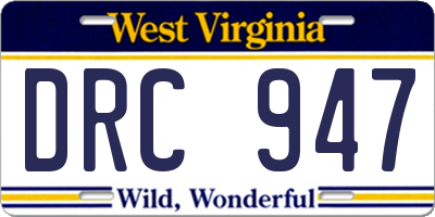 WV license plate DRC947