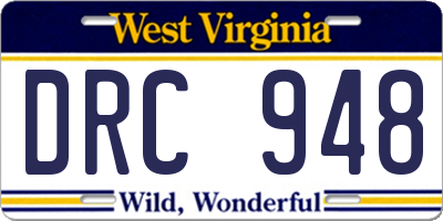 WV license plate DRC948