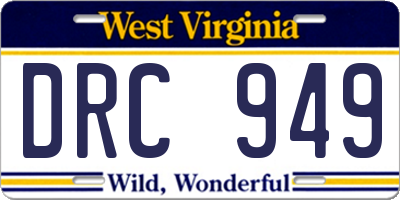WV license plate DRC949