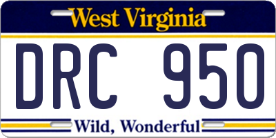 WV license plate DRC950