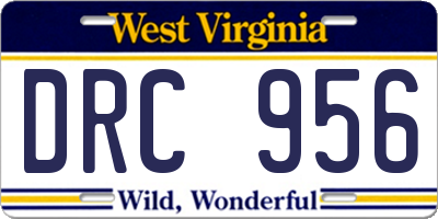 WV license plate DRC956