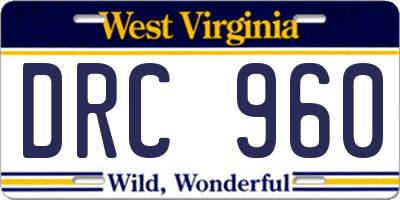 WV license plate DRC960