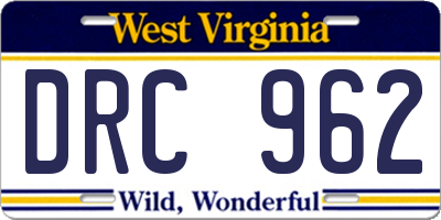 WV license plate DRC962