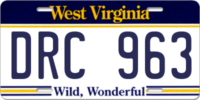 WV license plate DRC963