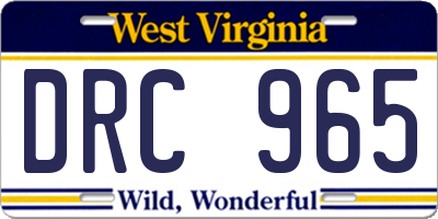 WV license plate DRC965