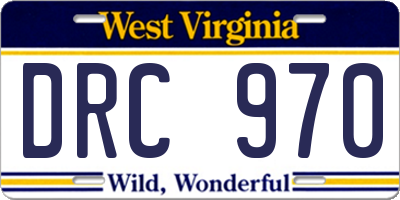 WV license plate DRC970