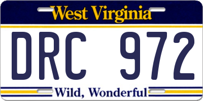 WV license plate DRC972