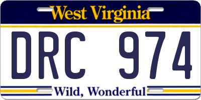 WV license plate DRC974