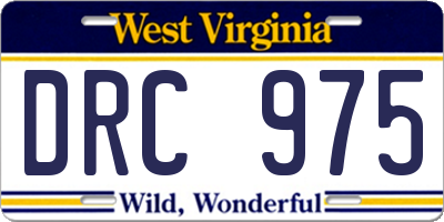 WV license plate DRC975