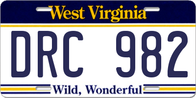 WV license plate DRC982