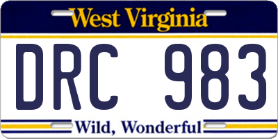 WV license plate DRC983