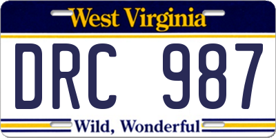 WV license plate DRC987