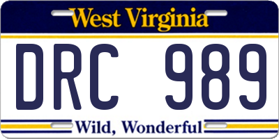 WV license plate DRC989