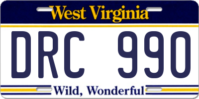 WV license plate DRC990