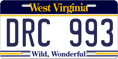 WV license plate DRC993
