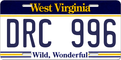 WV license plate DRC996