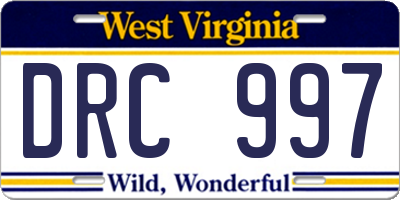 WV license plate DRC997