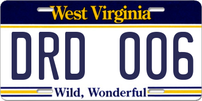 WV license plate DRD006