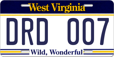 WV license plate DRD007