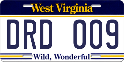 WV license plate DRD009