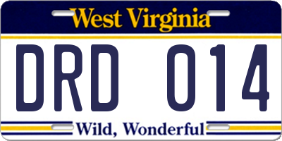 WV license plate DRD014