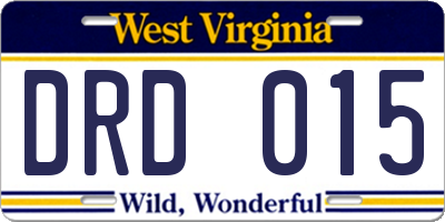 WV license plate DRD015