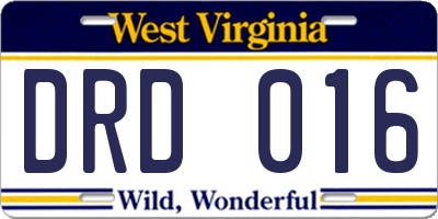 WV license plate DRD016