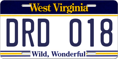 WV license plate DRD018