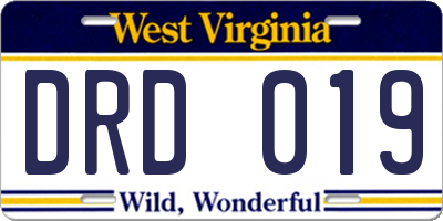 WV license plate DRD019