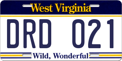 WV license plate DRD021