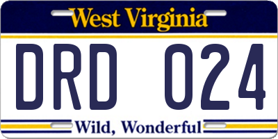 WV license plate DRD024