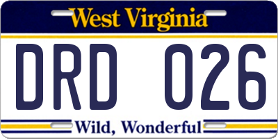WV license plate DRD026