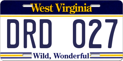 WV license plate DRD027