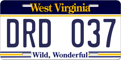 WV license plate DRD037
