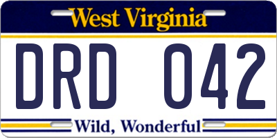 WV license plate DRD042