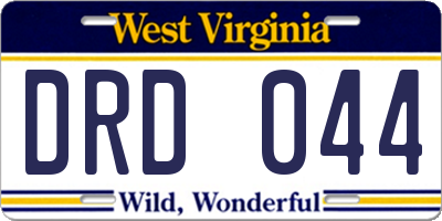 WV license plate DRD044