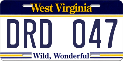 WV license plate DRD047