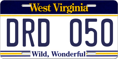 WV license plate DRD050