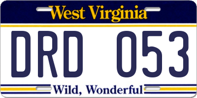 WV license plate DRD053