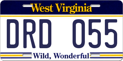 WV license plate DRD055