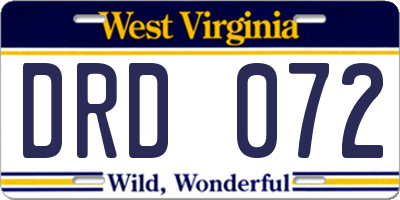 WV license plate DRD072