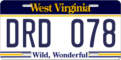 WV license plate DRD078