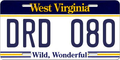 WV license plate DRD080