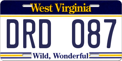 WV license plate DRD087