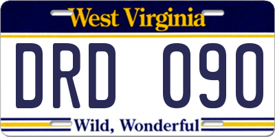 WV license plate DRD090
